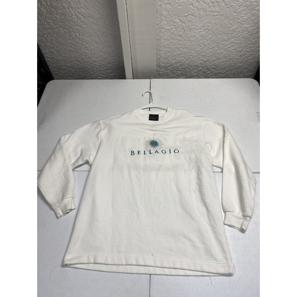 Vintage Unisex Original BELLAGIO Sweatshirt Pull Over Size Medium White Bc